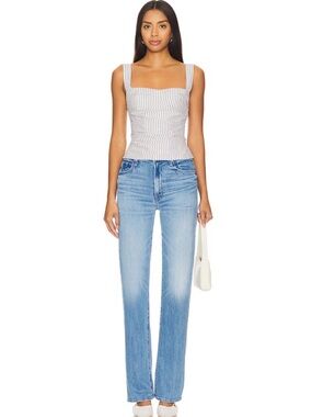 MOTHER Straight Leg Jeans in Light Blue Wash the Kick it - far from over